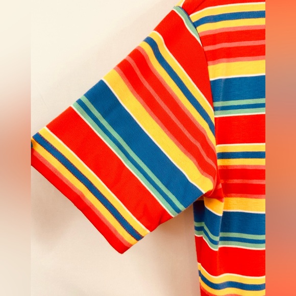 Vintage Talbots Striped Button Front Short Sleeve Dress Pleated Skirt Sm… - Picture 5 of 7